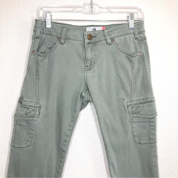 CAbi Sage Green Celadon Cargo Skinny Stretch Low Rise Jeans 4 - Picture 4 of 16